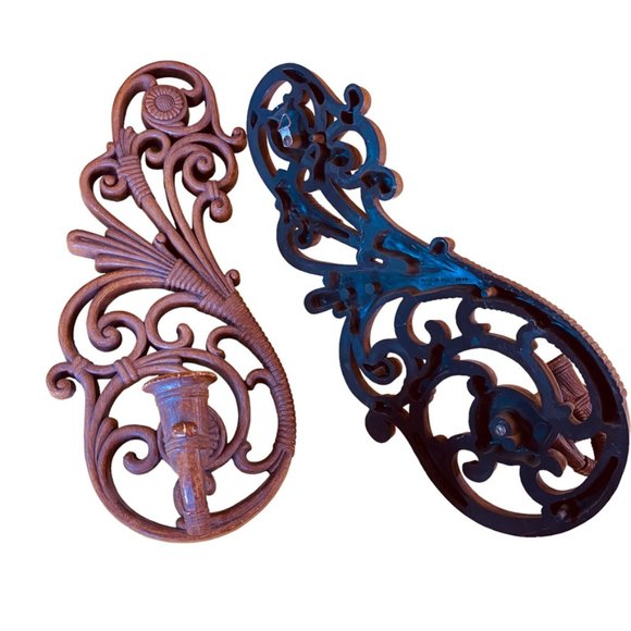 1970s Bohemian Syroco Sconces Vintage Home Interiors Pair of Wall Sconces - Picture 4 of 6